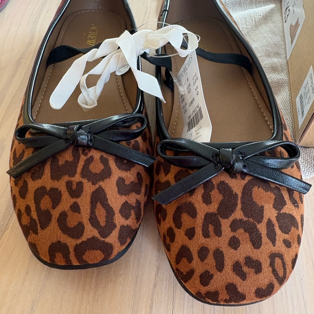 Crewcuts Leopard Print Flats with Black and White Bow